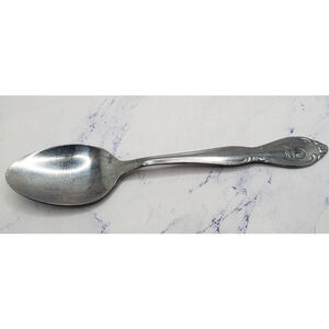 Stainless Steel 6 Inch Monogramed Rose Pattern Flatware Spoon